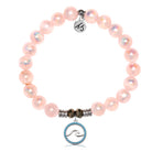 Pink Selenite Gemstone Bracelet with Serenity Wave Sterling Silver Charm