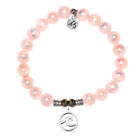 Pink Selenite Gemstone Bracelet with Wave Cutout Sterling Silver Charm