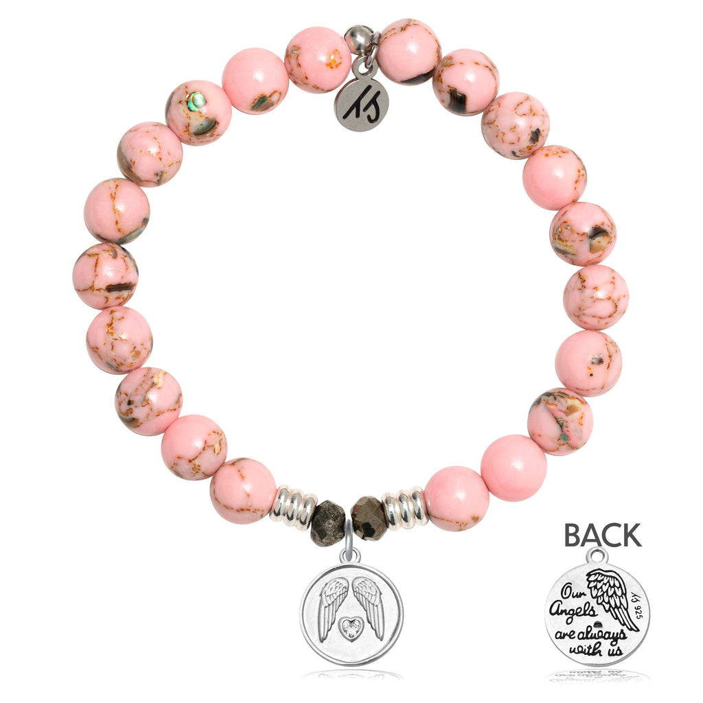 Pink Shell Stone Bracelet with Guardian Sterling Silver Charm