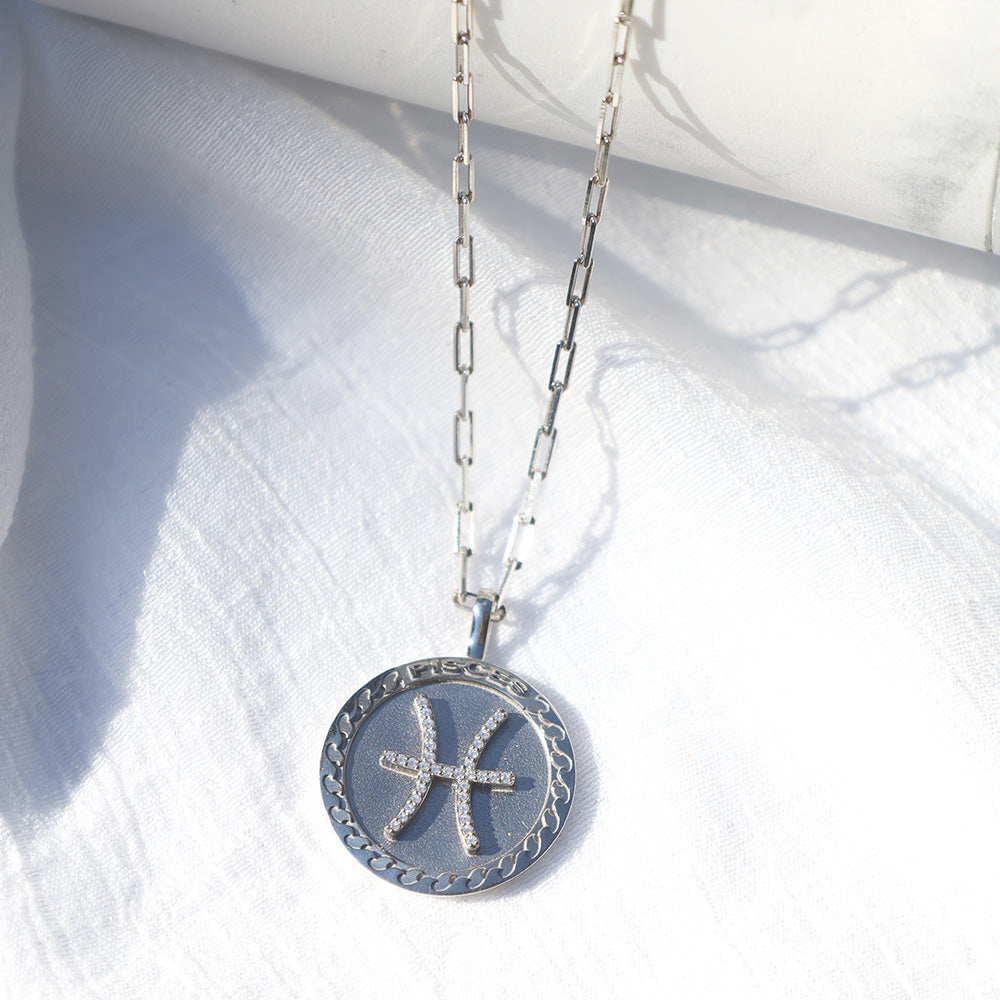 Pisces Sterling Silver Zodiac Necklace