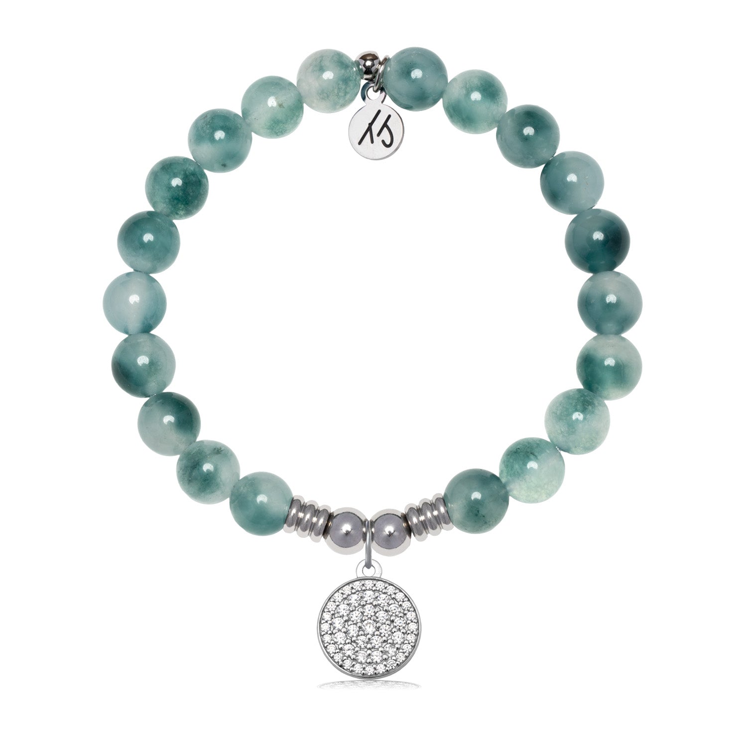 Positivity Charm with Teal White Jade Gemstone Bracelet