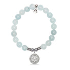 Prayers Charm with Blue Aquamarine Jade Gemstone Bracelet