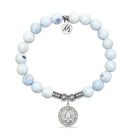 Prayers Charm with Light Blue White Agate Gemstone Bracelet