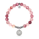 Prayers Charm with Pink Chalcedony Gemstone Bracelet