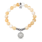 Prayers Charm with Yellow White Jade Gemstone Bracelet