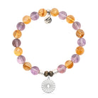 Prayers Collection: Amethyst Citrine Gemstone Bracelet with Prayers of Strength Sterling Silver Charm