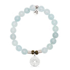Prayers Collection: Blue Aquamarine Gemstone Bracelet with Prayers of Luck Sterling Silver Charm