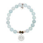 Prayers Collection: Blue Aquamarine Gemstone Bracelet with Prayers of Strength Sterling Silver Charm