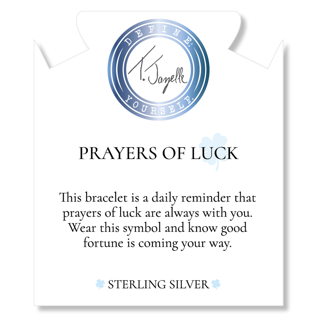 Prayers Collection: Rose Quartz Gemstone Bracelet with Prayers of Luck Sterling Silver Charm