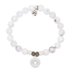 Prayers Collection: White Chalcedony Gemstone Bracelet with Prayers of Angels Sterling Silver Charm