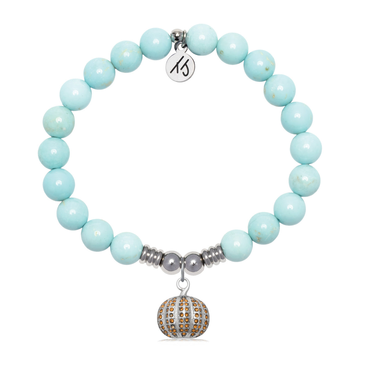 Pumpkin Charm with Blue Turquoise Gemstone Bracelet