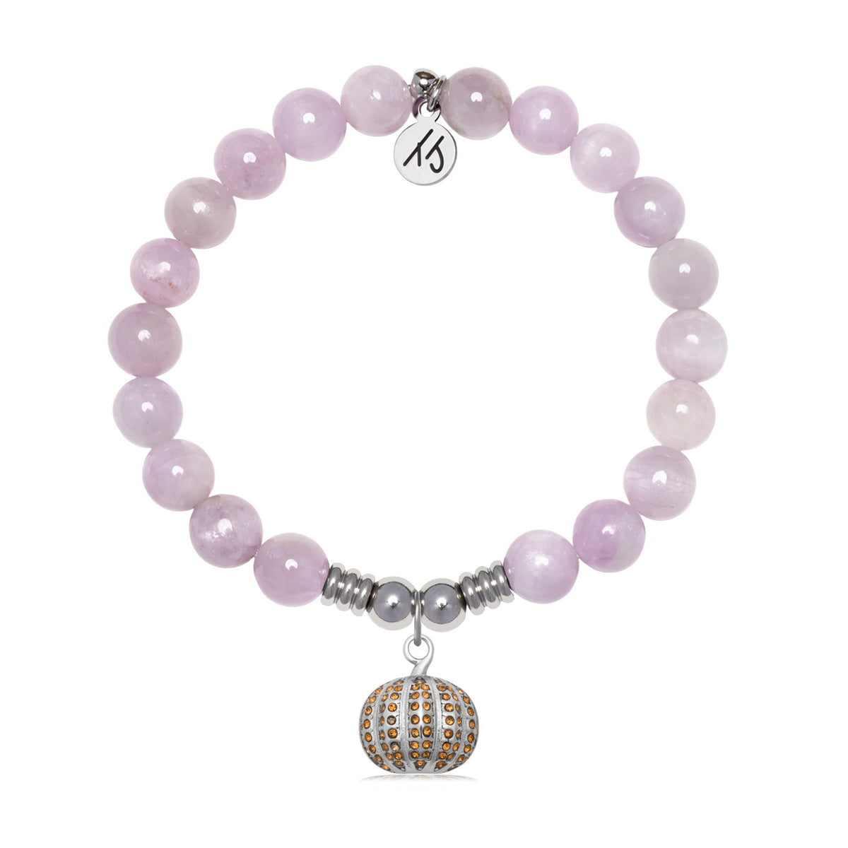 Pumpkin Charm with Kunzite Gemstone Bracelet