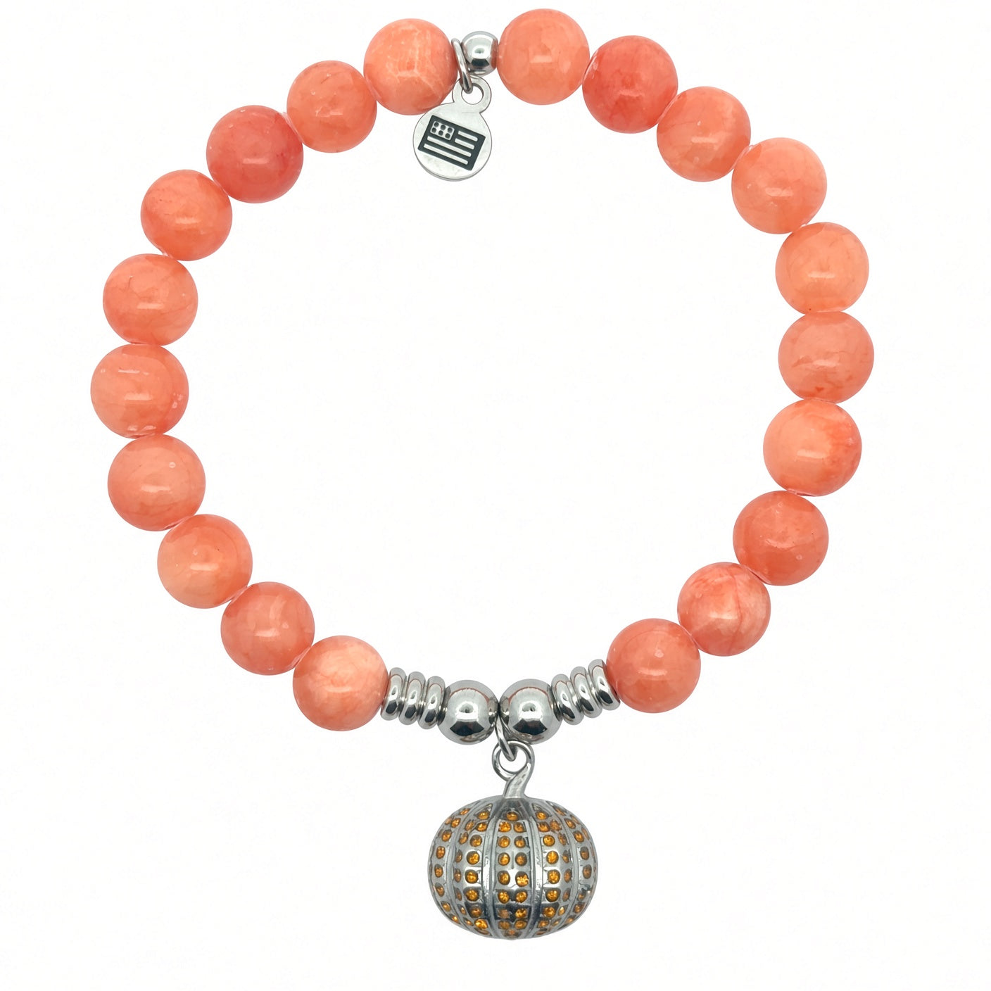 Pumpkin Charm with Strawberry Jade Gemstone Bracelet Faire - T