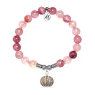 Pumpkin Charm with Pink Chalcedony Gemstone Bracelet