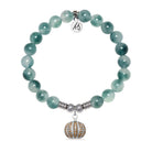 Pumpkin Charm with Teal White Jade Gemstone Bracelet