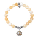 Pumpkin Charm with Yellow White Jade Gemstone Bracelet