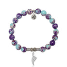 Purple Blue Jasper Gemstone Bracelet with Angel Blessings Sterling Silver Charm