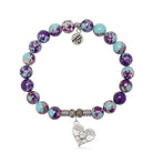 Purple Blue Jasper Gemstone Bracelet with Angel Love Sterling Silver Charm