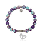 Purple Blue Jasper Gemstone Bracelet with Baby Feet Sterling Silver Charm