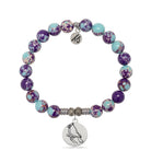 Purple Blue Jasper Gemstone Bracelet with Cardinal Sterling Silver Charm