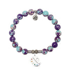 Purple Blue Jasper Gemstone Bracelet with Create Sterling Silver Charm