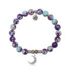 Purple Blue Jasper Gemstone Bracelet with Friendship Stars Sterling Silver Charm