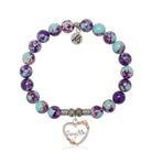 Purple Blue Jasper Gemstone Bracelet with Heart Daughter Sterling Silver Charm