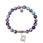 Purple Blue Jasper Gemstone Bracelet with Memories Sterling Silver Charm