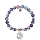 Purple Blue Jasper Gemstone Bracelet with Mother Son Sterling Silver Charm