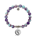 Purple Blue Jasper Gemstone Bracelet with Nurse Sterling Silver Charm