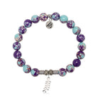 Purple Blue Jasper Gemstone Bracelet with Olive Branch Sterling Silver Charm