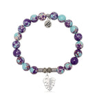 Purple Blue Jasper Gemstone Bracelet with Paradise Sterling Silver Charm