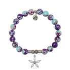 Purple Blue Jasper Gemstone Bracelet with Renewal Sterling Silver Charm