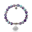 Purple Blue Jasper Gemstone Bracelet with Seashell Sterling Silver Charm