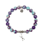 Purple Blue Jasper Gemstone Bracelet with Skis Sterling Silver Charm