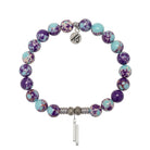 Purple Blue Jasper Gemstone Bracelet with Stand by Me Sterling Silver Charm