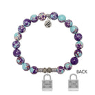 Purple Blue Jasper Gemstone Bracelet with Unbreakable Sterling Silver Charm