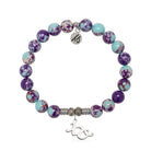 Purple Blue Jasper Gemstone Bracelet with XO Sterling Silver Charm