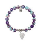 Purple Blue Jasper Gemstone Bracelet with You are Loved Sterling Silver Charm