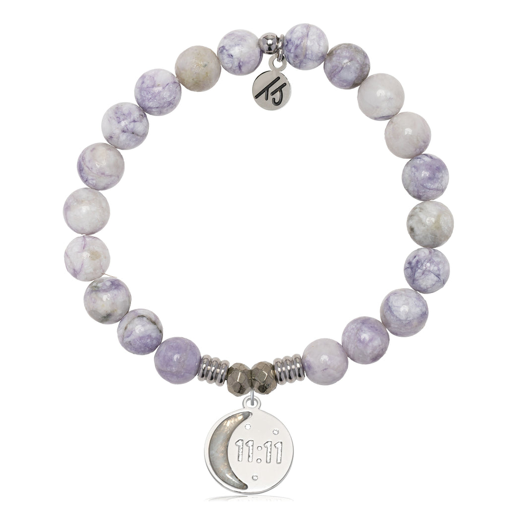 Purple Turquoise Gemstone Bracelet with 11:11 Sterling Silver Charm