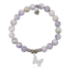 Purple Turquoise Gemstone Bracelet with Butterfly Sterling Silver Charm