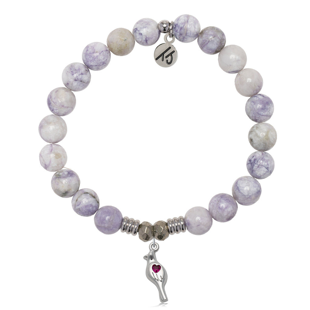 Purple Turquoise Gemstone Bracelet with Cardinal CZ Sterling Silver Charm