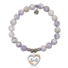 Purple Turquoise Gemstone Bracelet with Heart Family Sterling Silver Charm
