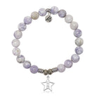 Purple Turquoise Gemstone Bracelet with Mom Star Sterling Silver Charm