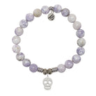 Purple Turquoise Gemstone Bracelet with Skull CZ Sterling Silver Charm