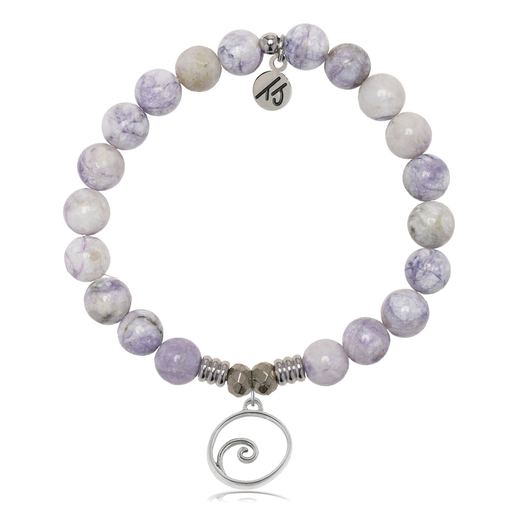 Purple Turquoise Gemstone Bracelet with Wave Sterling Silver Charm