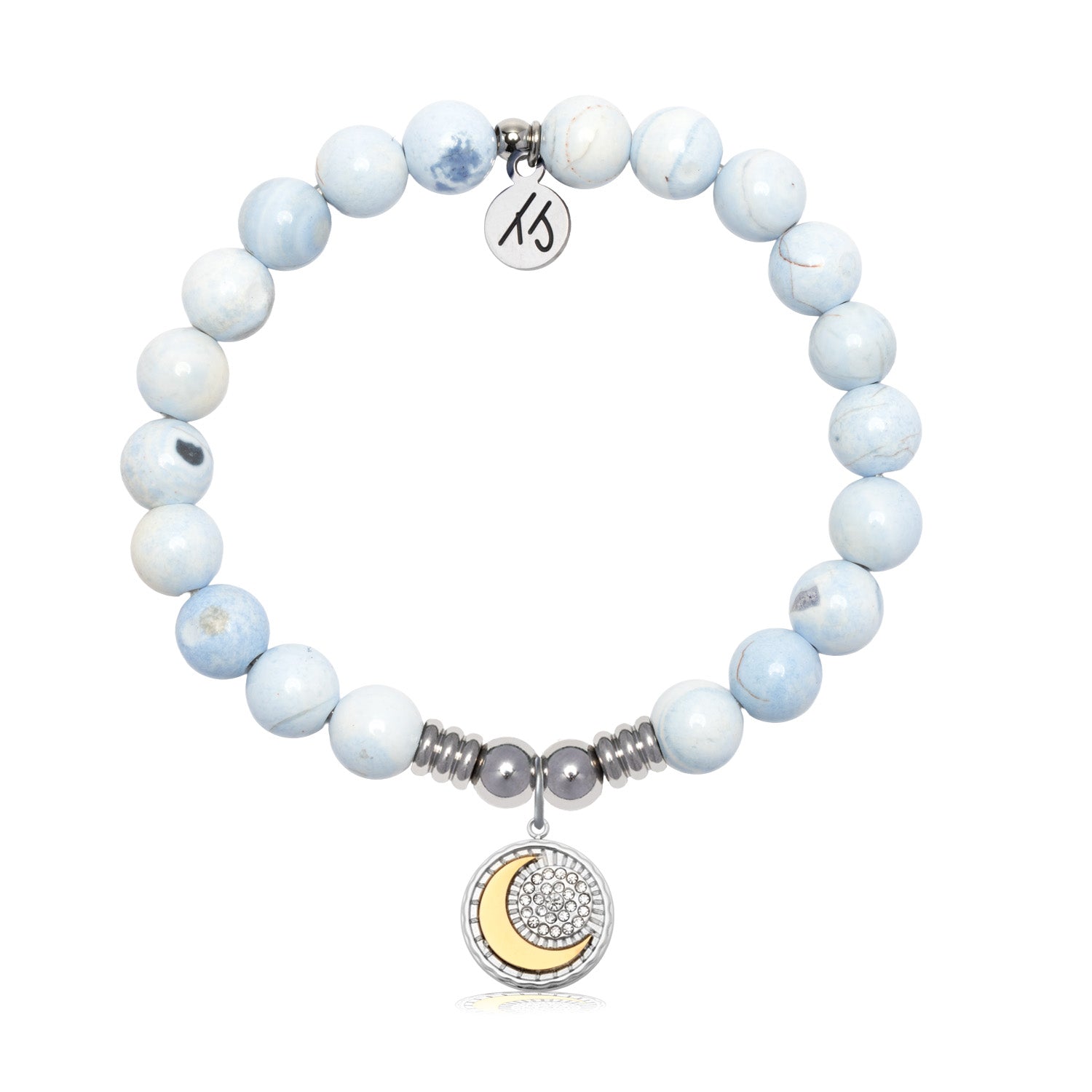 Radiant Soul Charm with Light Blue White Agate Gemstone Bracelet