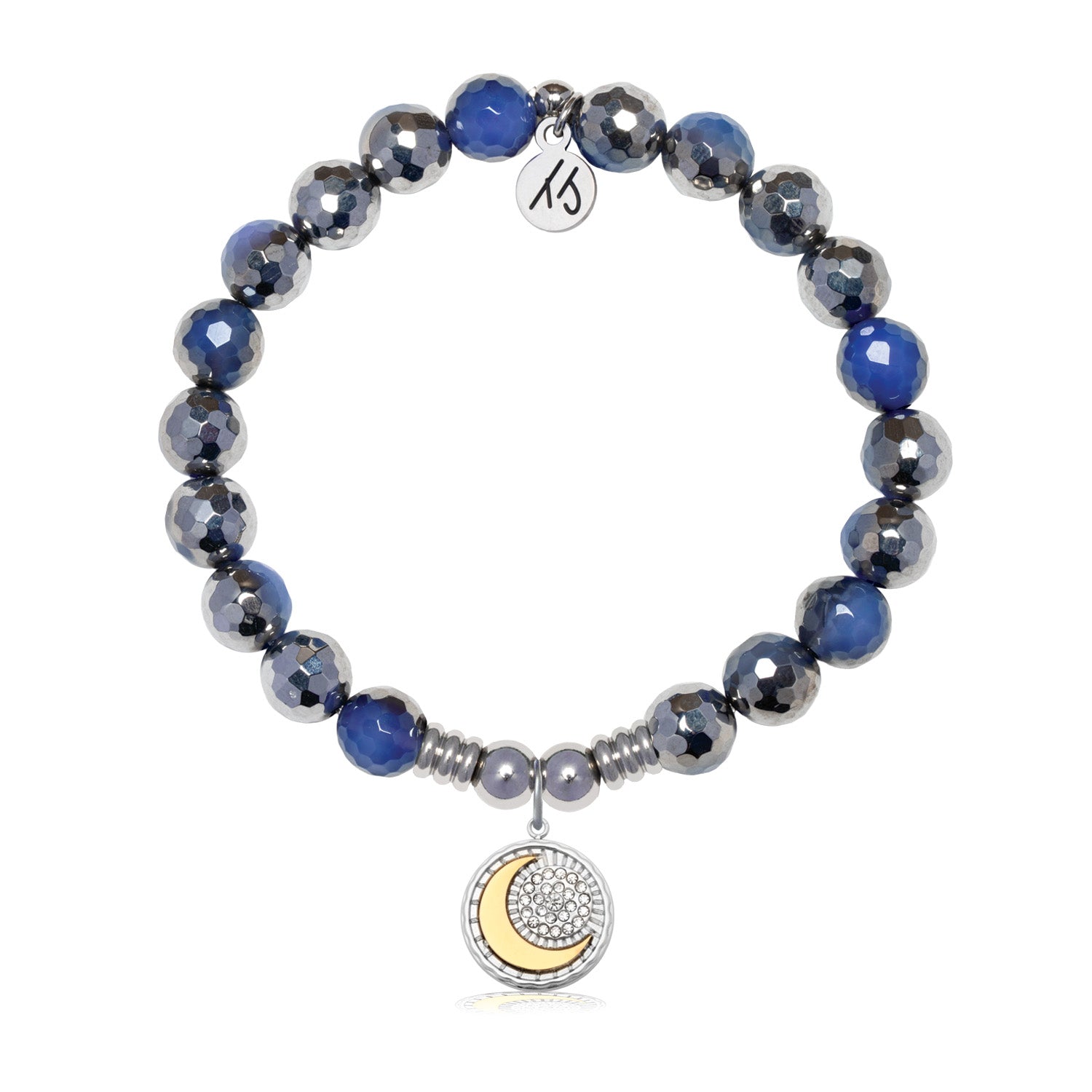 Radiant Soul Charm with Silver Dipped Sky Blue Agate Gemstone Bracelet