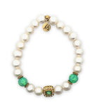 Rare Live Limited Edition Golden Green Opal with Pearl Gemstone Bracelet