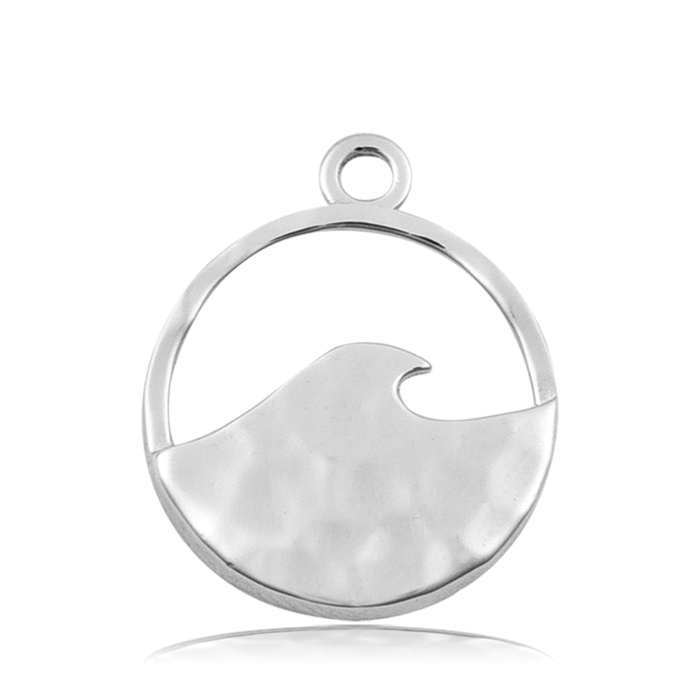 Robins Egg Agate Gemstone Bracelet with Hammered Waves Sterling Silver Charm